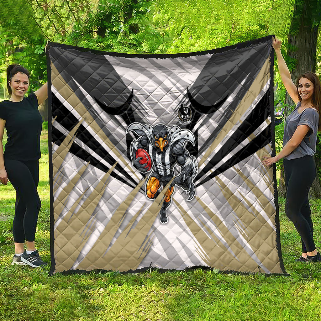 Collingwood Magpies Australian Football Quilt Powerful Muscle Mascot - Bold Team Colors