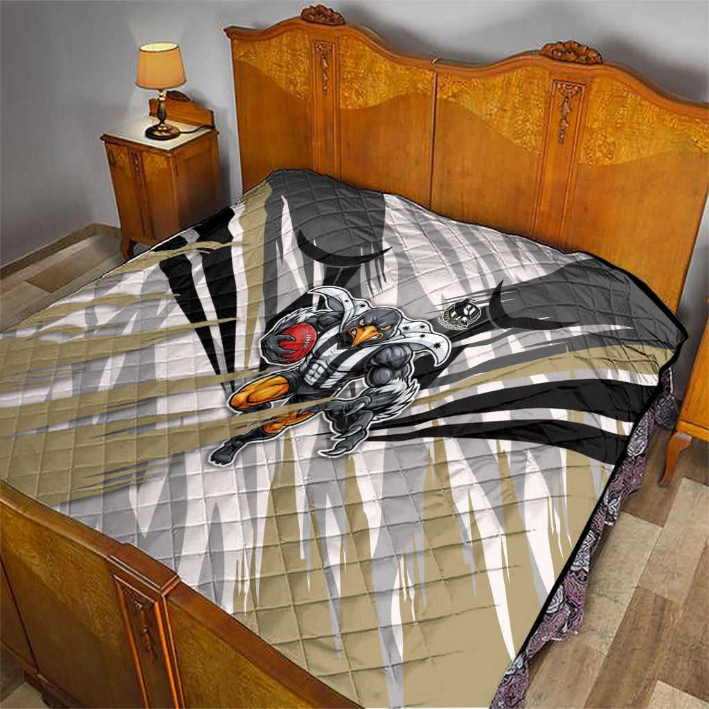 Collingwood Magpies Australian Football Quilt Powerful Muscle Mascot - Bold Team Colors