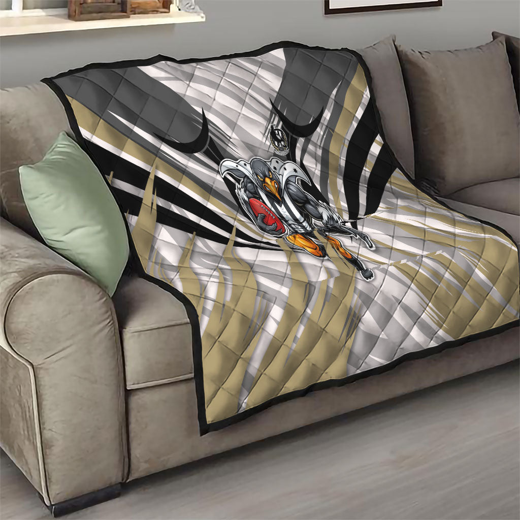 Collingwood Magpies Australian Football Quilt Powerful Muscle Mascot - Bold Team Colors