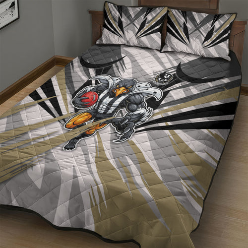 Collingwood Magpies Australian Football Quilt Bed Set Powerful Muscle Mascot - Bold Team Colors