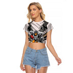 Collingwood Magpies Australian Football Raglan Cropped T Shirt Powerful Muscle Mascot - Bold Team Colors