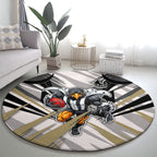 Collingwood Magpies Australian Football Round Carpet Powerful Muscle Mascot - Bold Team Colors
