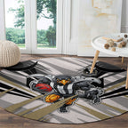 Collingwood Magpies Australian Football Round Carpet Powerful Muscle Mascot - Bold Team Colors