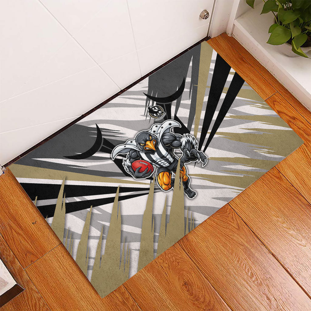 Collingwood Magpies Australian Football Rubber Doormat Powerful Muscle Mascot - Bold Team Colors