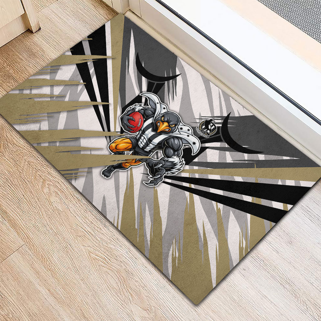 Collingwood Magpies Australian Football Rubber Doormat Powerful Muscle Mascot - Bold Team Colors
