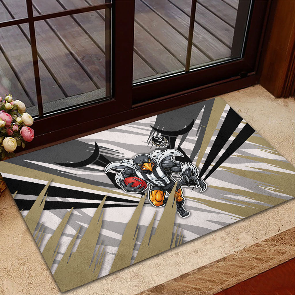 Collingwood Magpies Australian Football Rubber Doormat Powerful Muscle Mascot - Bold Team Colors