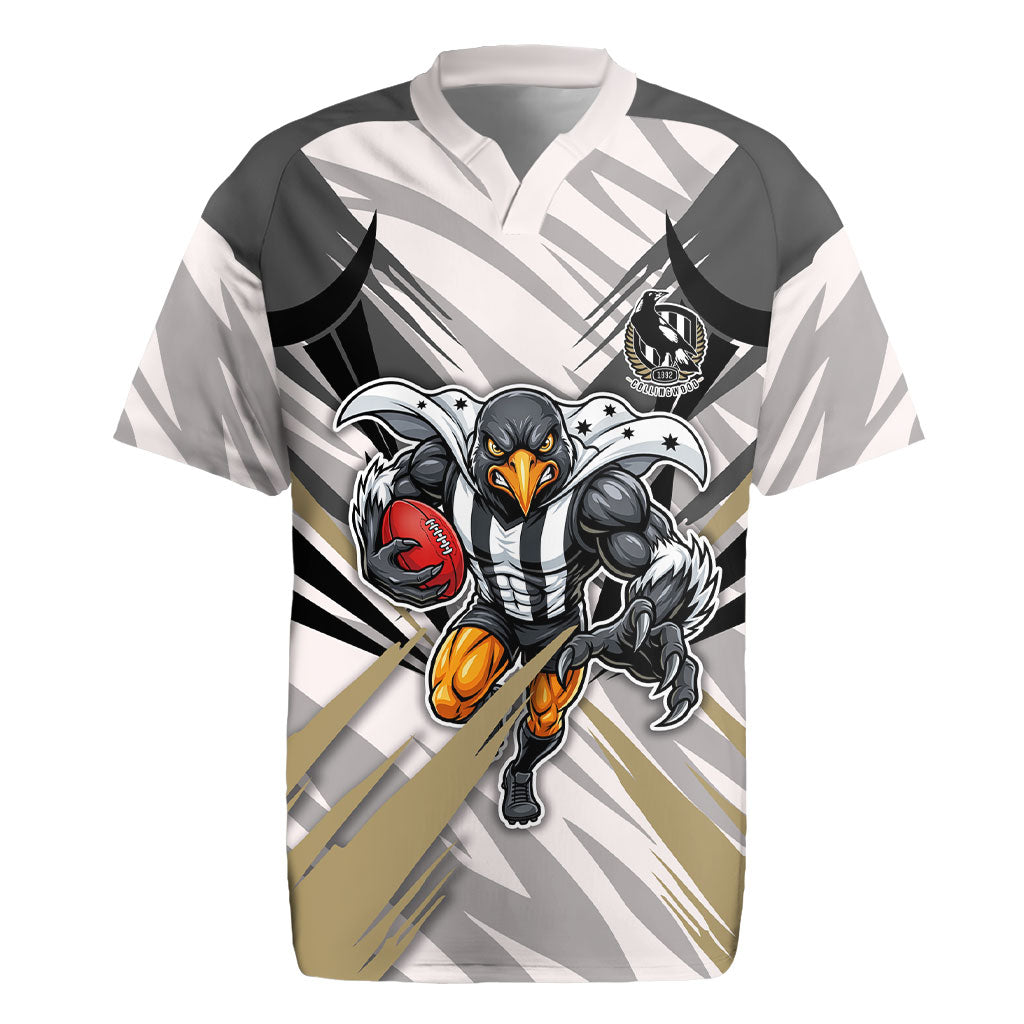Collingwood Magpies Australian Football Rugby Jersey Powerful Muscle Mascot - Bold Team Colors