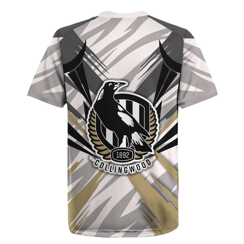 Collingwood Magpies Australian Football Rugby Jersey Powerful Muscle Mascot - Bold Team Colors