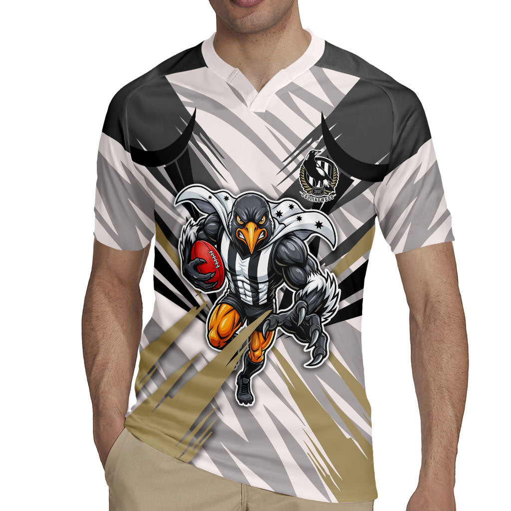 Collingwood Magpies Australian Football Rugby Jersey Powerful Muscle Mascot - Bold Team Colors