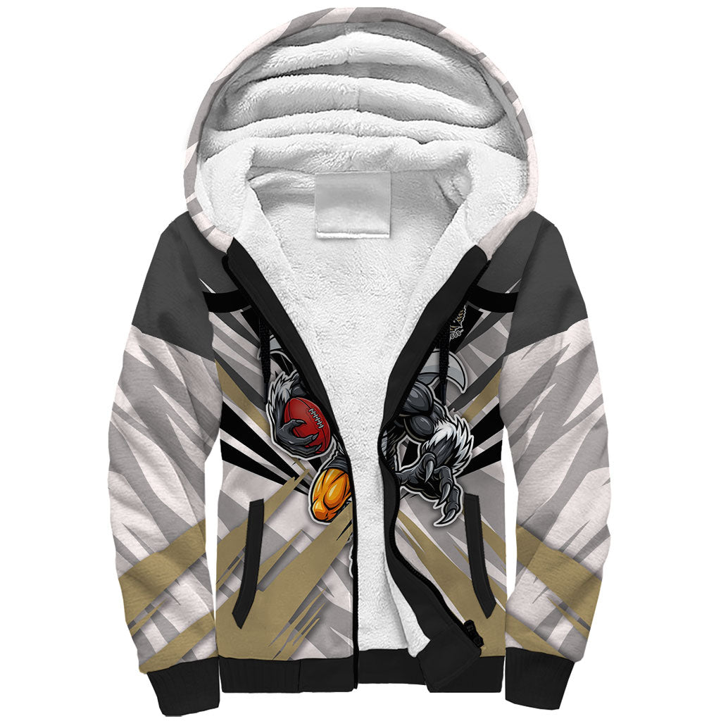 Collingwood Magpies Australian Football Sherpa Hoodie Powerful Muscle Mascot - Bold Team Colors