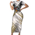 Collingwood Magpies Australian Football Short Sleeve Bodycon Dress Powerful Muscle Mascot - Bold Team Colors