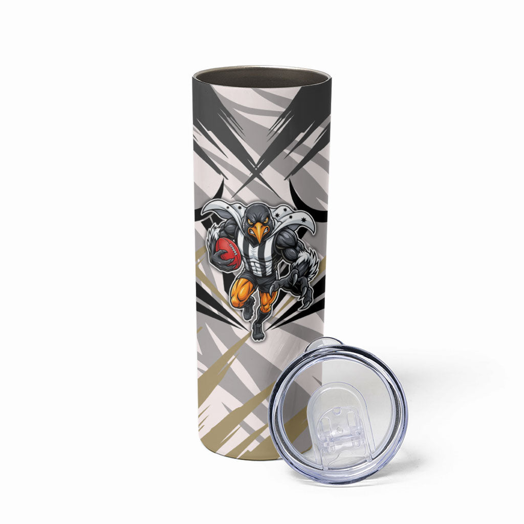 Collingwood Magpies Australian Football Skinny Tumbler Powerful Muscle Mascot - Bold Team Colors