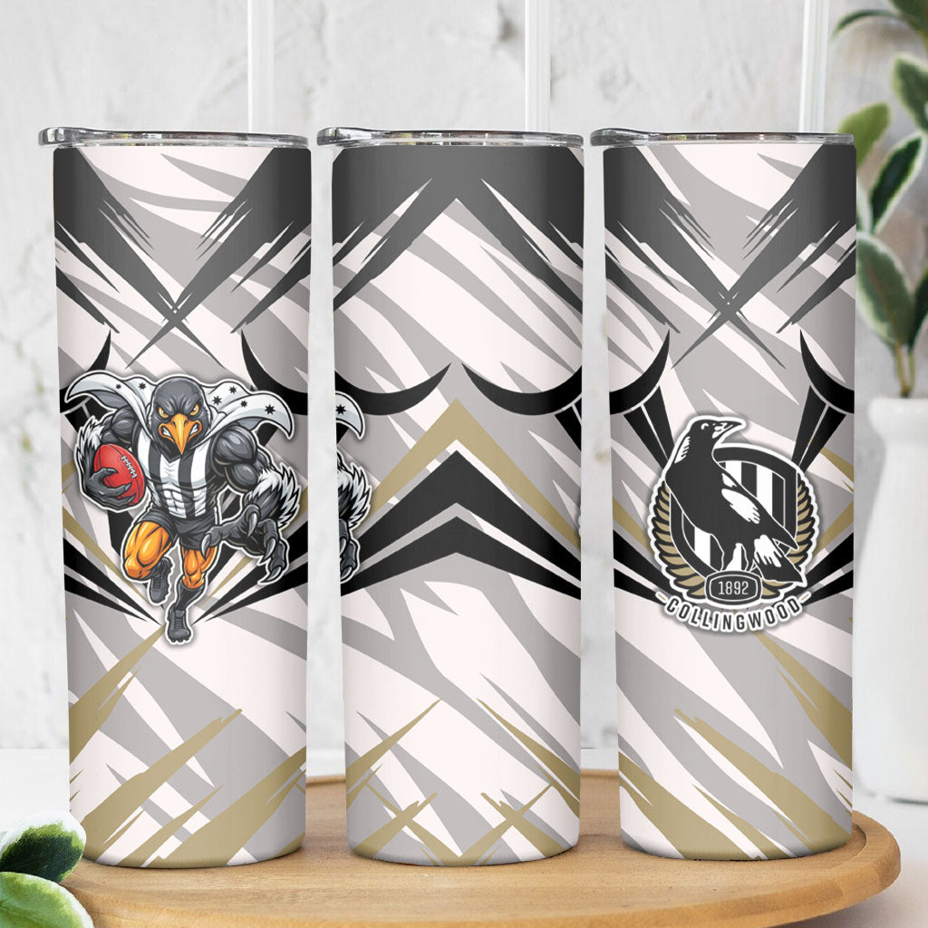 Collingwood Magpies Australian Football Skinny Tumbler Powerful Muscle Mascot - Bold Team Colors
