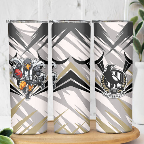 Collingwood Magpies Australian Football Skinny Tumbler Powerful Muscle Mascot - Bold Team Colors