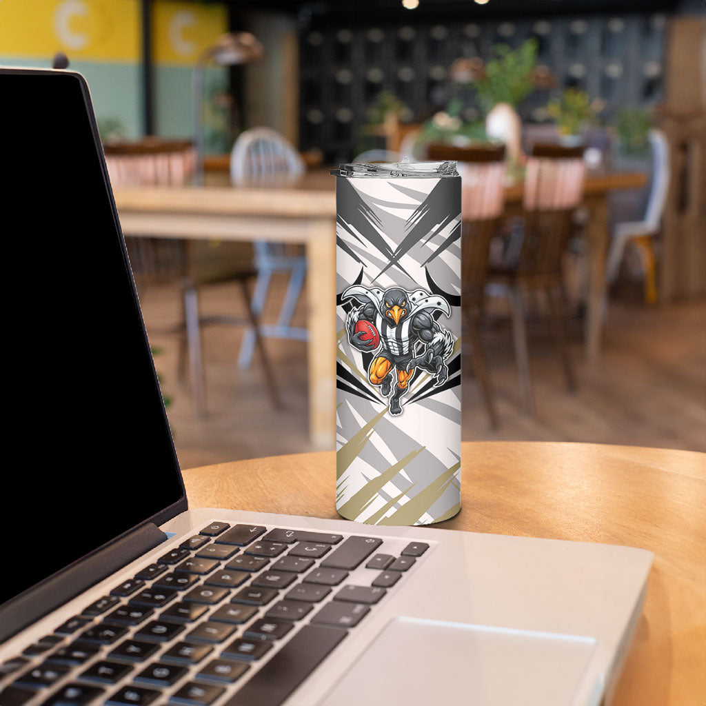 Collingwood Magpies Australian Football Skinny Tumbler Powerful Muscle Mascot - Bold Team Colors