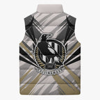Collingwood Magpies Australian Football Sleeveless Puffer Jacket Powerful Muscle Mascot - Bold Team Colors