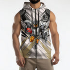 Collingwood Magpies Australian Football Sleeveless Zip Hoodie Powerful Muscle Mascot - Bold Team Colors