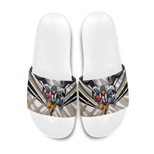 Collingwood Magpies Australian Football Slide Sandals Powerful Muscle Mascot - Bold Team Colors