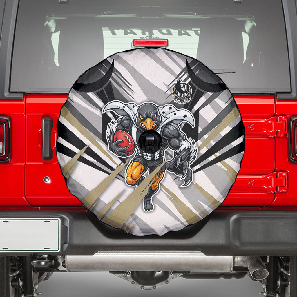 Collingwood Magpies Australian Football Spare Tire Cover Powerful Muscle Mascot - Bold Team Colors