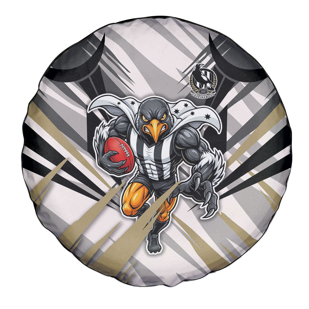 Collingwood Magpies Australian Football Spare Tire Cover Powerful Muscle Mascot - Bold Team Colors