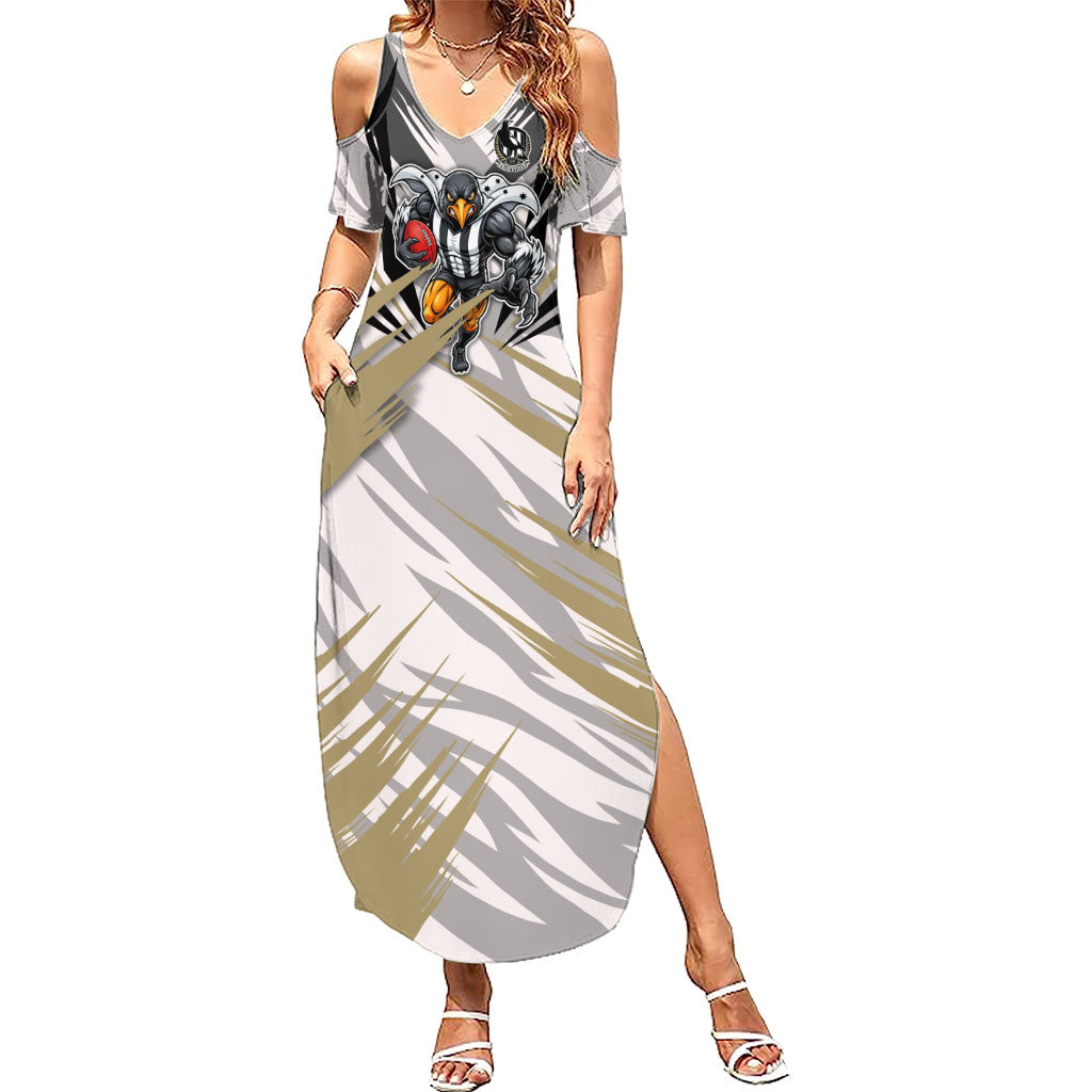 Collingwood Magpies Australian Football Summer Maxi Dress Powerful Muscle Mascot - Bold Team Colors