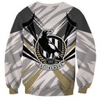 Collingwood Magpies Australian Football Sweatshirt Powerful Muscle Mascot - Bold Team Colors