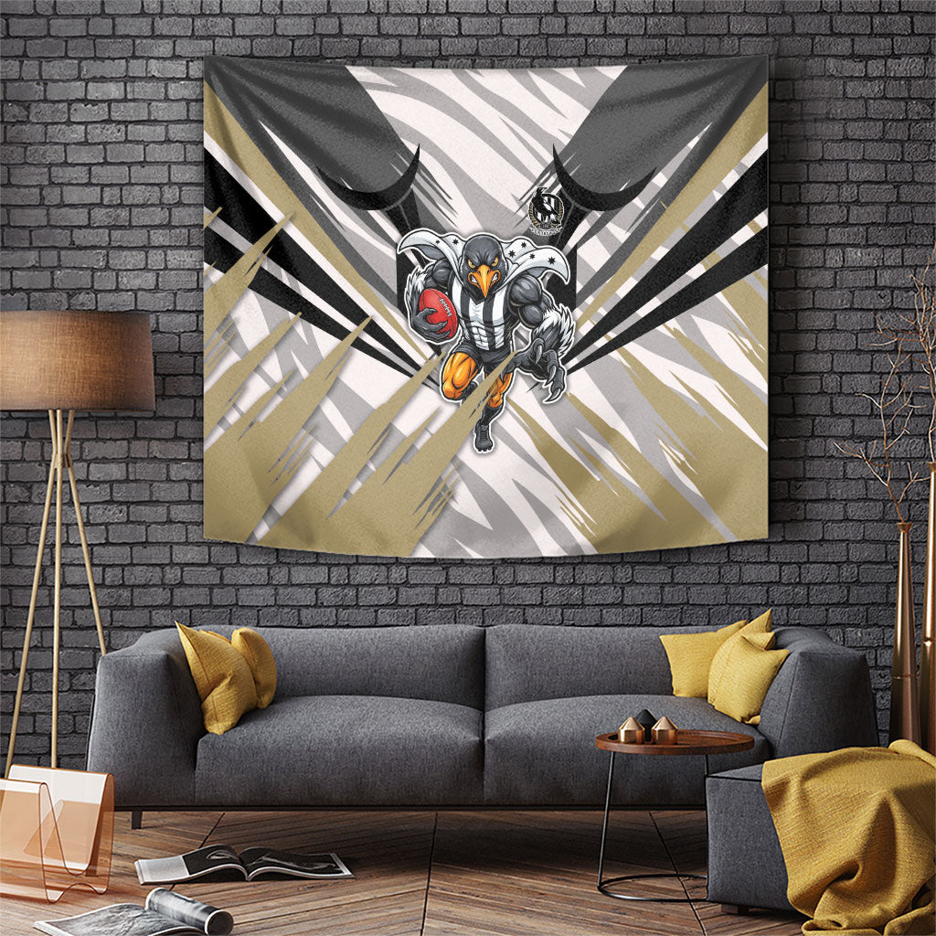Collingwood Magpies Australian Football Tapestry Powerful Muscle Mascot - Bold Team Colors