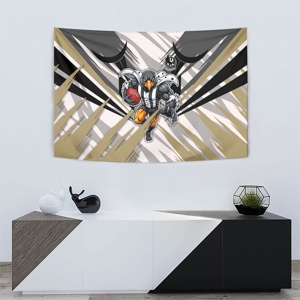 Collingwood Magpies Australian Football Tapestry Powerful Muscle Mascot - Bold Team Colors