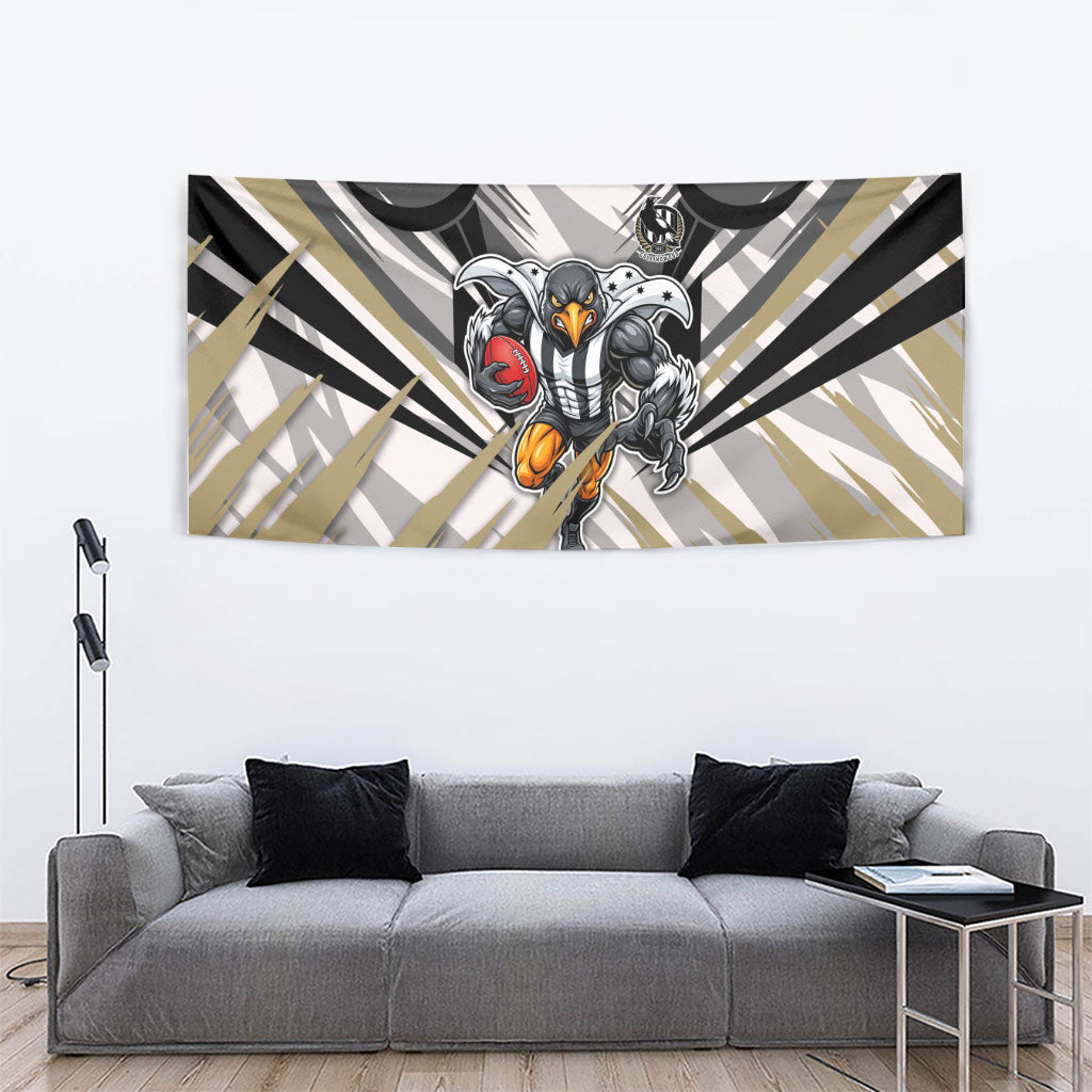 Collingwood Magpies Australian Football Tapestry Powerful Muscle Mascot - Bold Team Colors