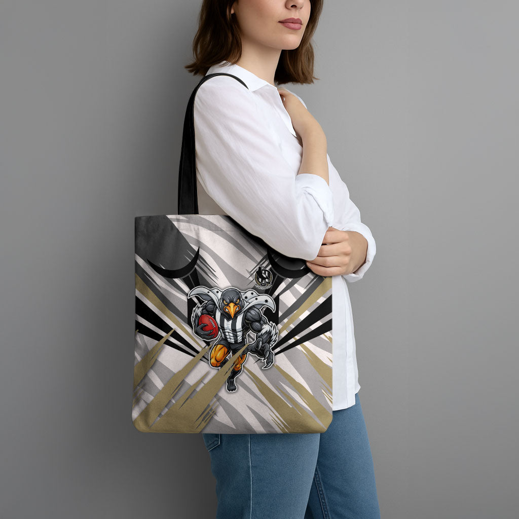 Collingwood Magpies Australian Football Tote Bag Powerful Muscle Mascot - Bold Team Colors