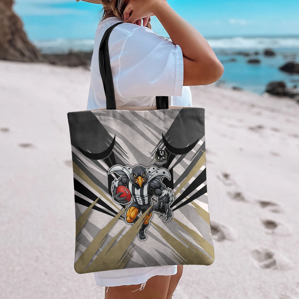 Collingwood Magpies Australian Football Tote Bag Powerful Muscle Mascot - Bold Team Colors