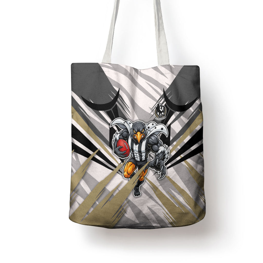 Collingwood Magpies Australian Football Tote Bag Powerful Muscle Mascot - Bold Team Colors