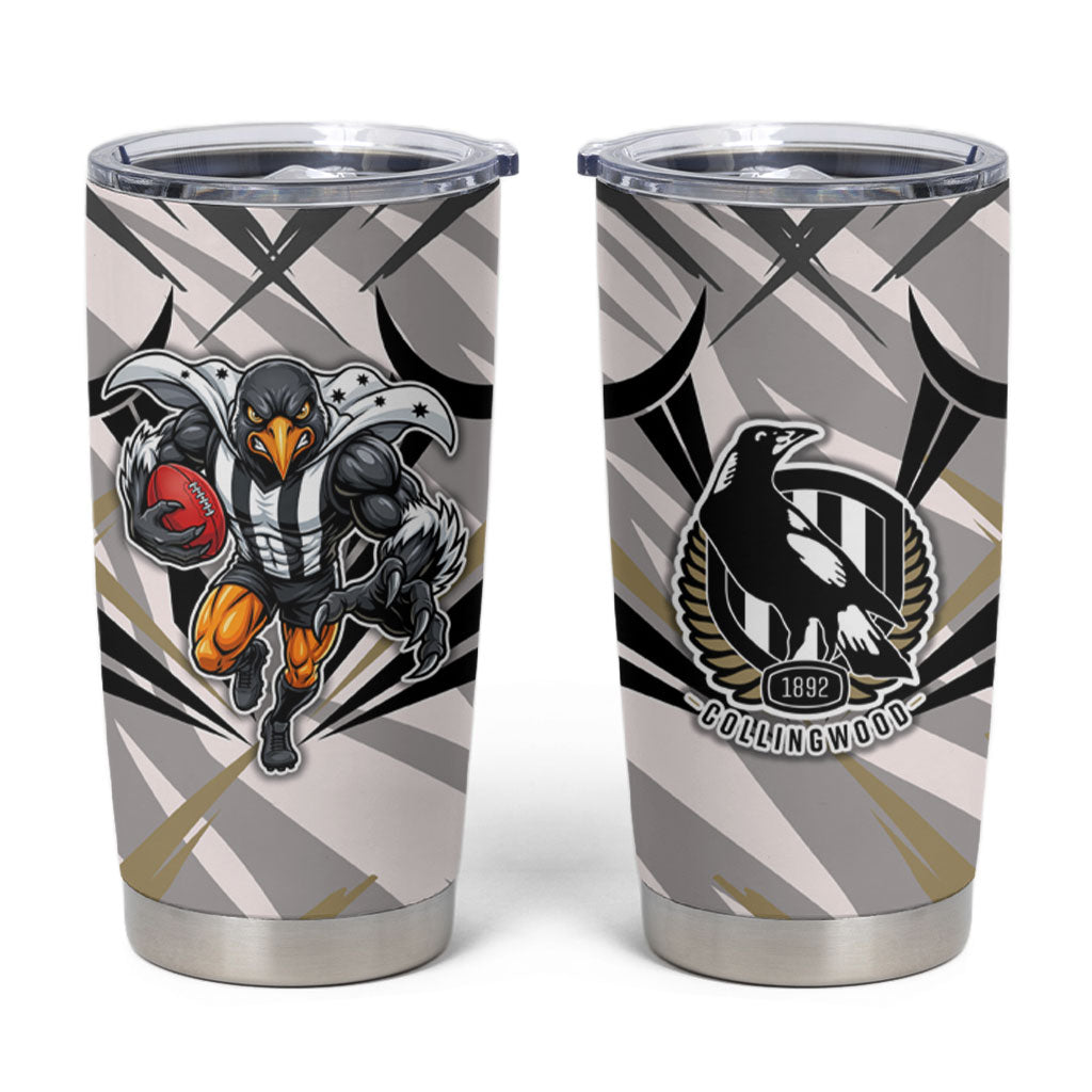 Collingwood Magpies Australian Football Tumbler Cup Powerful Muscle Mascot - Bold Team Colors