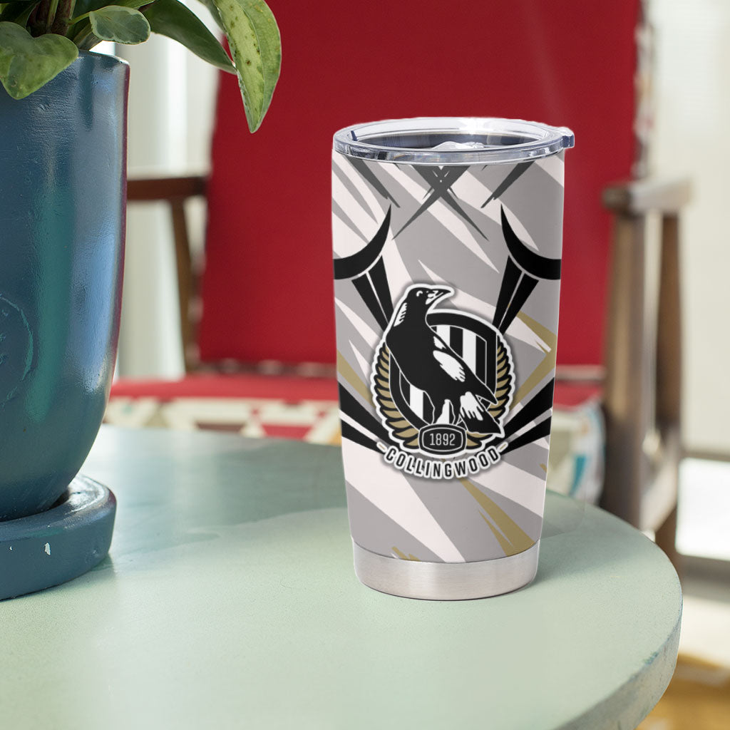 Collingwood Magpies Australian Football Tumbler Cup Powerful Muscle Mascot - Bold Team Colors