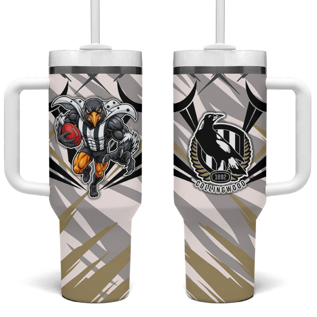 Collingwood Magpies Australian Football Tumbler With Handle Powerful Muscle Mascot - Bold Team Colors
