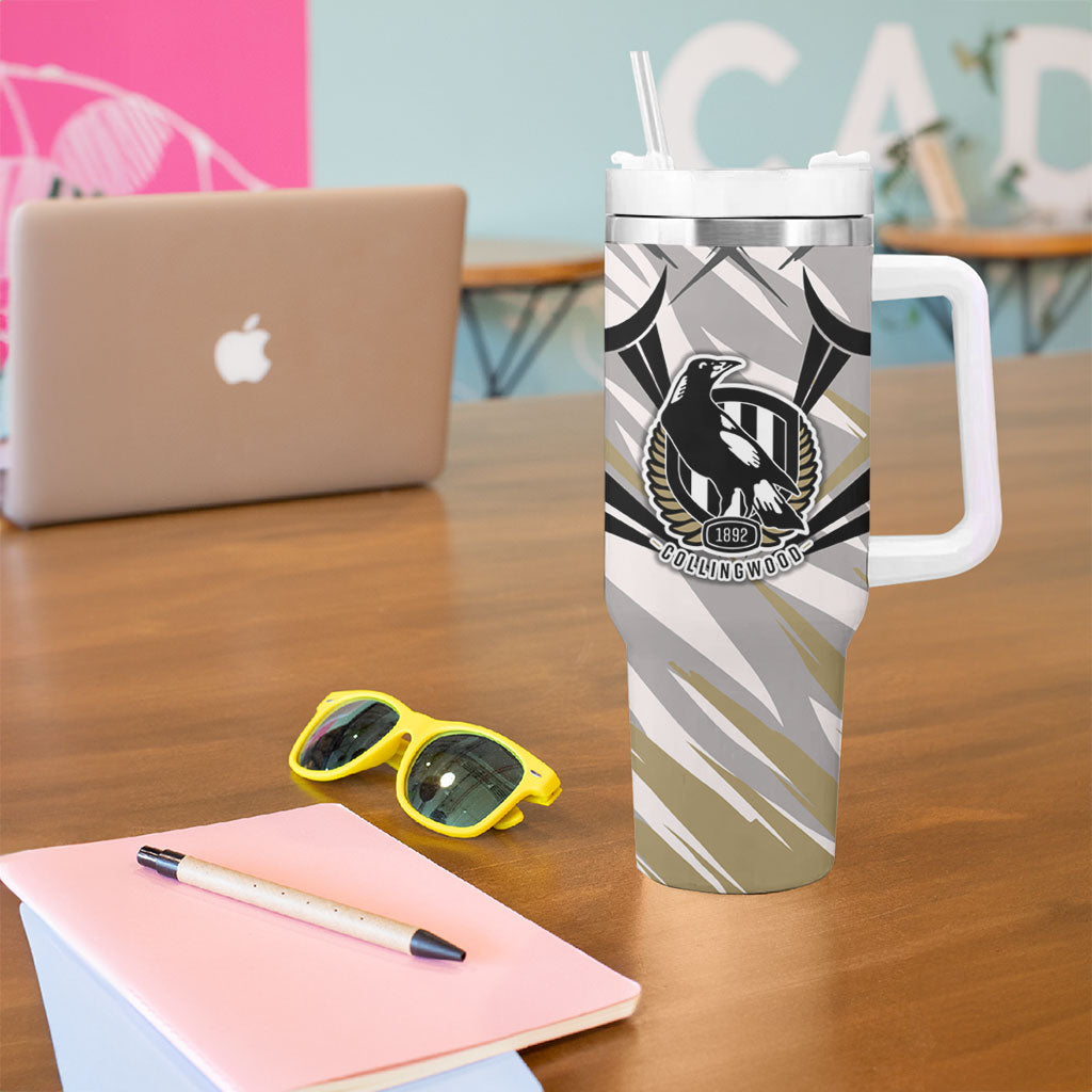 Collingwood Magpies Australian Football Tumbler With Handle Powerful Muscle Mascot - Bold Team Colors