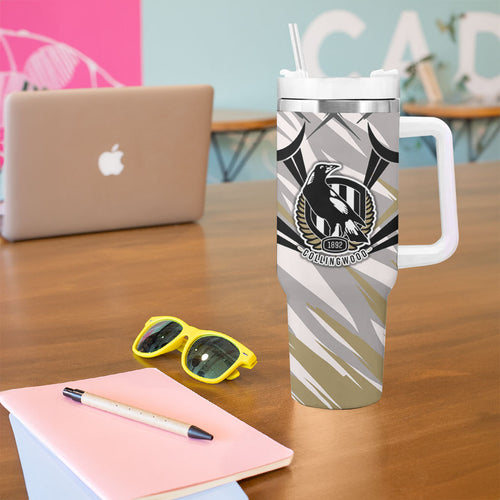 Collingwood Magpies Australian Football Tumbler With Handle Powerful Muscle Mascot - Bold Team Colors