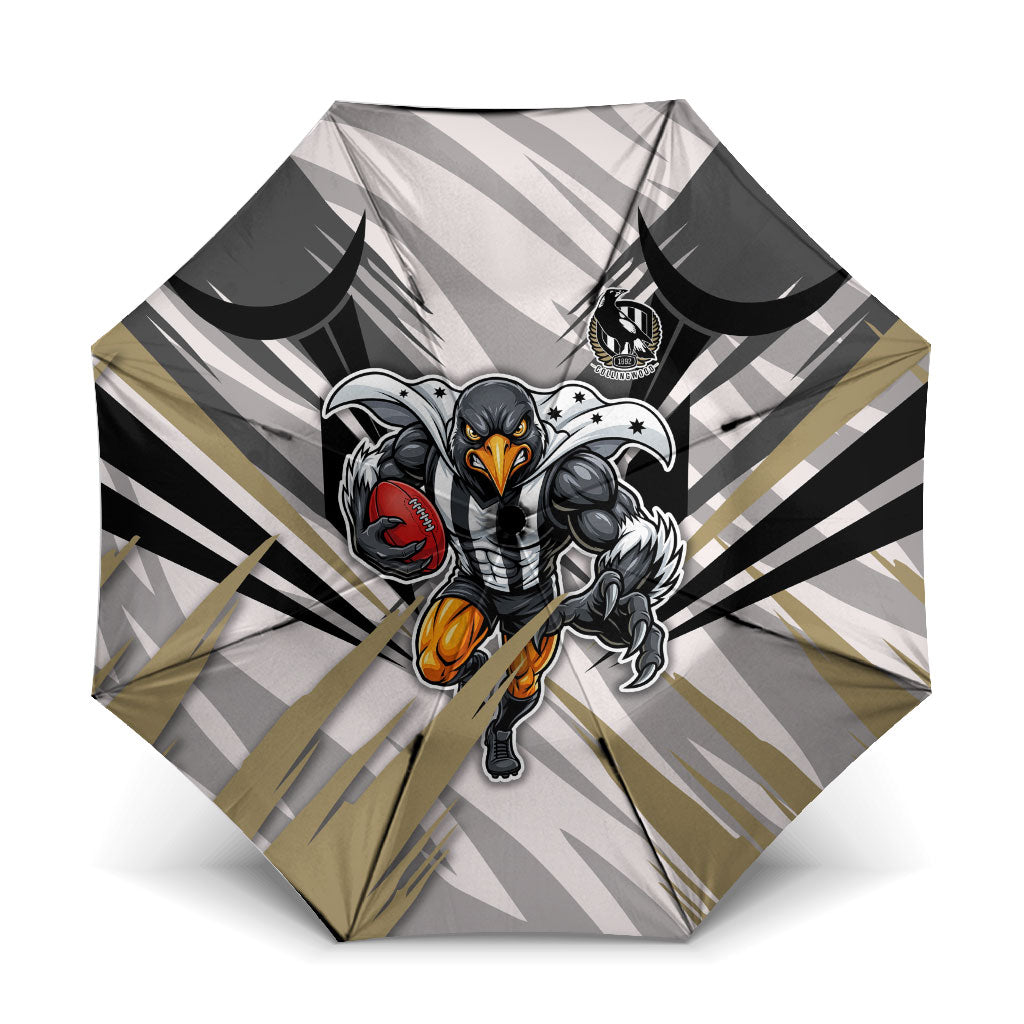 Collingwood Magpies Australian Football Umbrella Powerful Muscle Mascot - Bold Team Colors