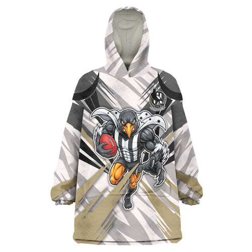 Collingwood Magpies Australian Football Wearable Blanket Hoodie Powerful Muscle Mascot - Bold Team Colors