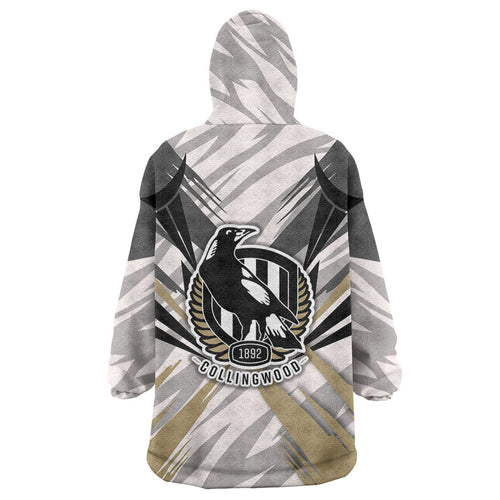 Collingwood Magpies Australian Football Wearable Blanket Hoodie Powerful Muscle Mascot - Bold Team Colors