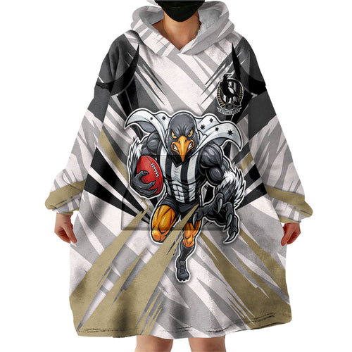 Collingwood Magpies Australian Football Wearable Blanket Hoodie Powerful Muscle Mascot - Bold Team Colors