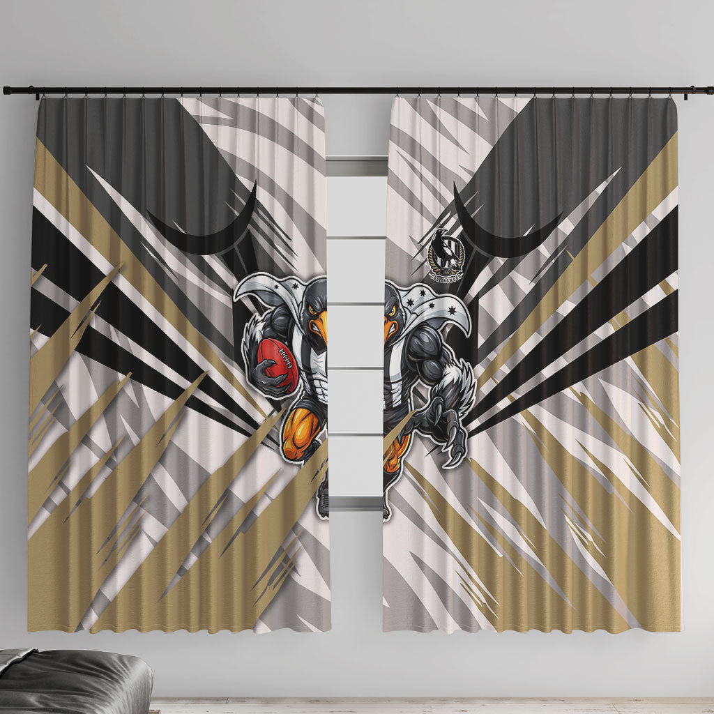 Collingwood Magpies Australian Football Window Curtain Powerful Muscle Mascot - Bold Team Colors