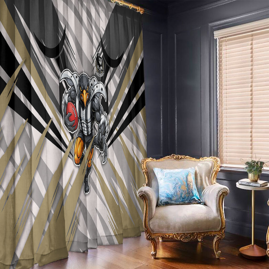 Collingwood Magpies Australian Football Window Curtain Powerful Muscle Mascot - Bold Team Colors