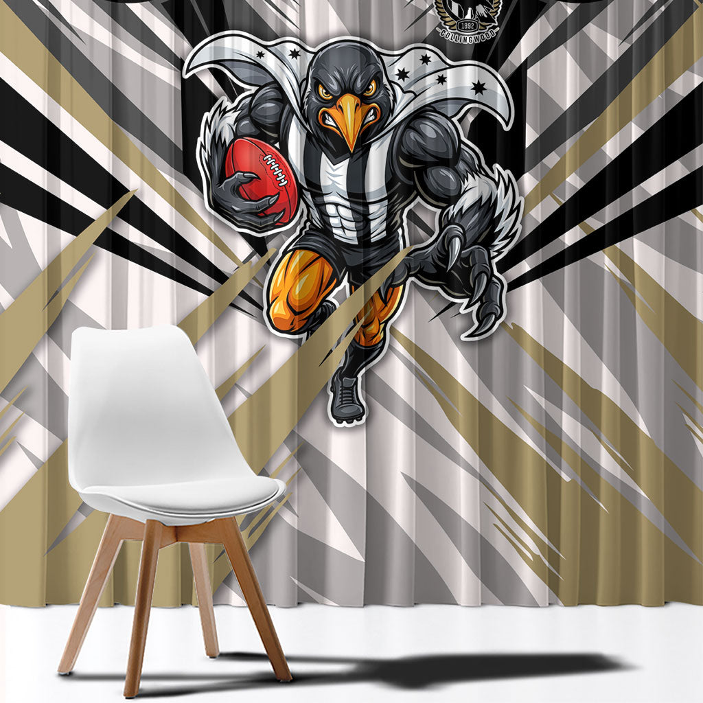 Collingwood Magpies Australian Football Window Curtain Powerful Muscle Mascot - Bold Team Colors