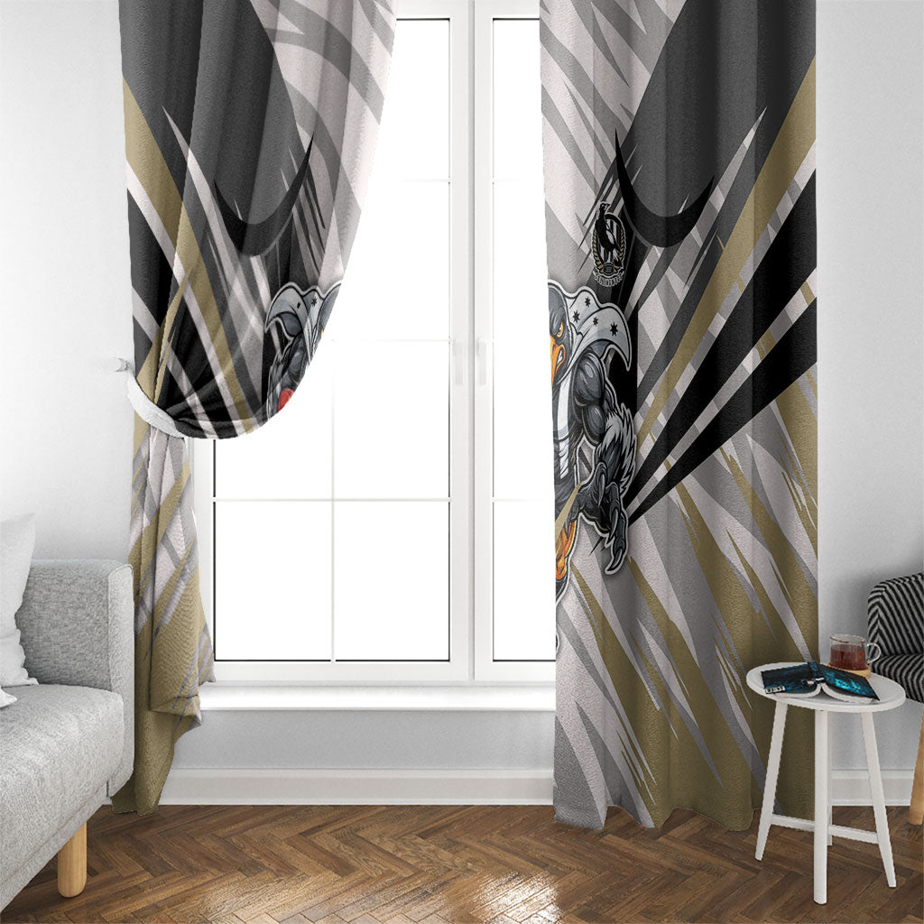 Collingwood Magpies Australian Football Window Curtain Powerful Muscle Mascot - Bold Team Colors