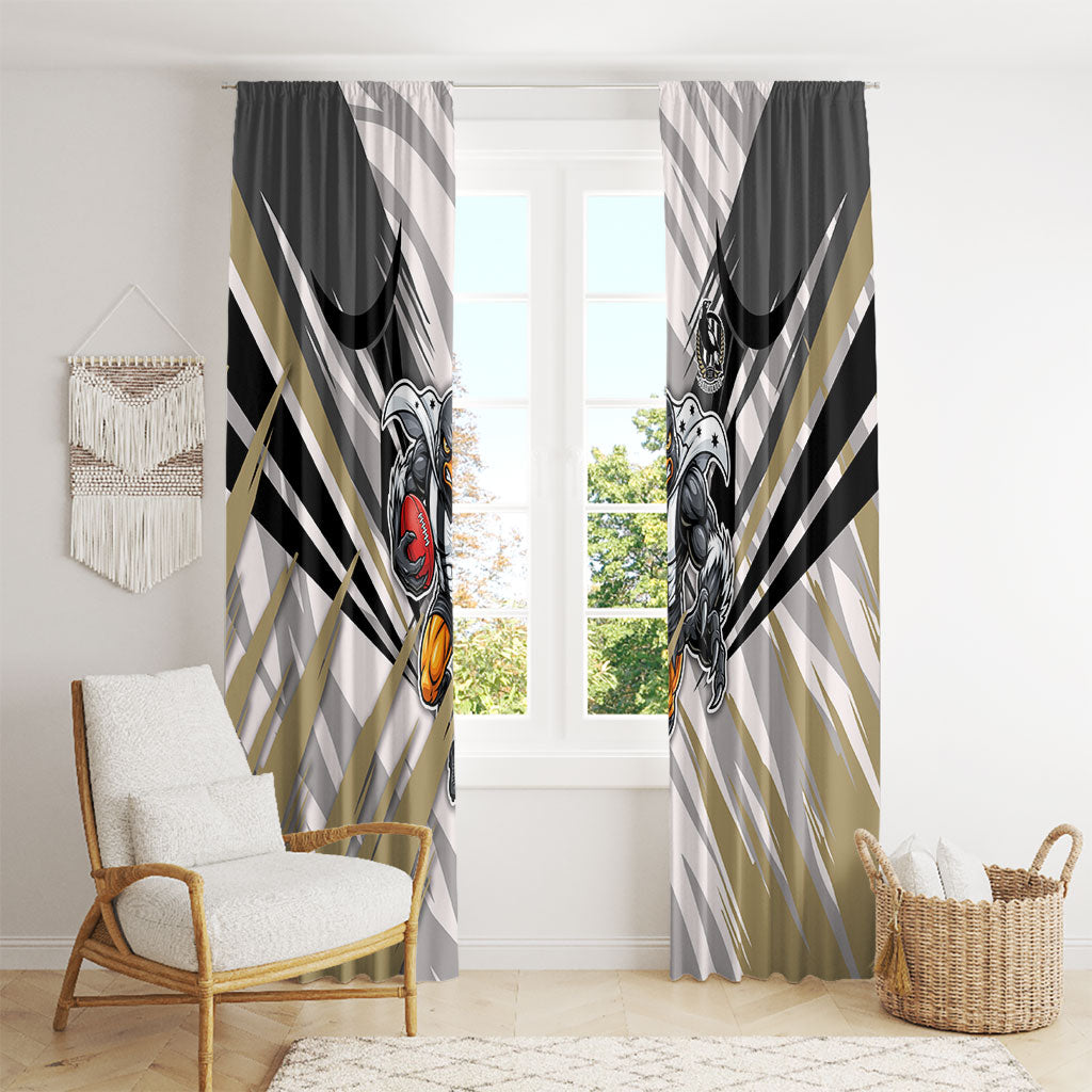 Collingwood Magpies Australian Football Window Curtain Powerful Muscle Mascot - Bold Team Colors