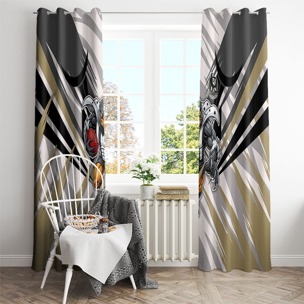 Collingwood Magpies Australian Football Window Curtain Powerful Muscle Mascot - Bold Team Colors