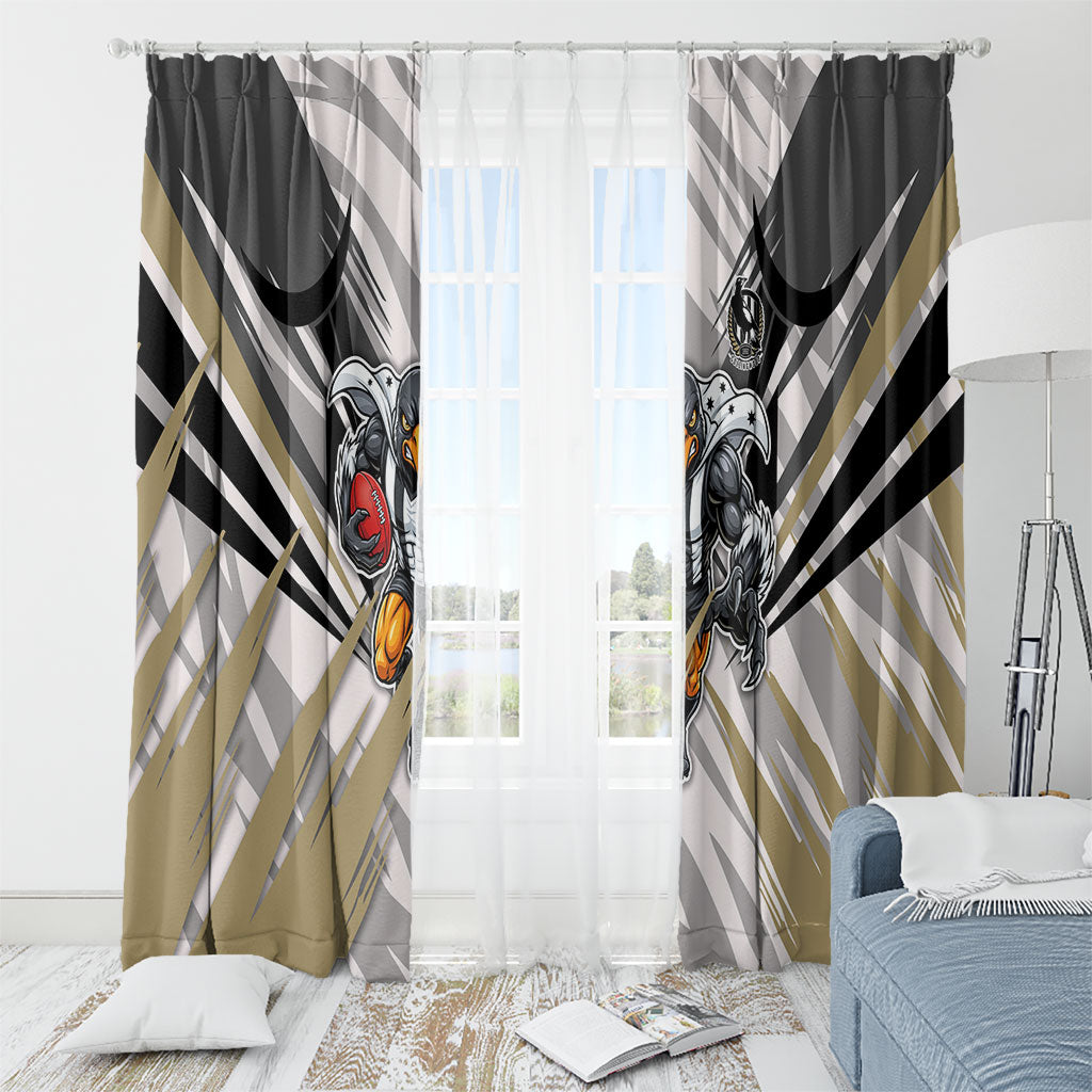 Collingwood Magpies Australian Football Window Curtain Powerful Muscle Mascot - Bold Team Colors