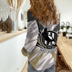 Collingwood Magpies Australian Football Women Casual Shirt Powerful Muscle Mascot - Bold Team Colors