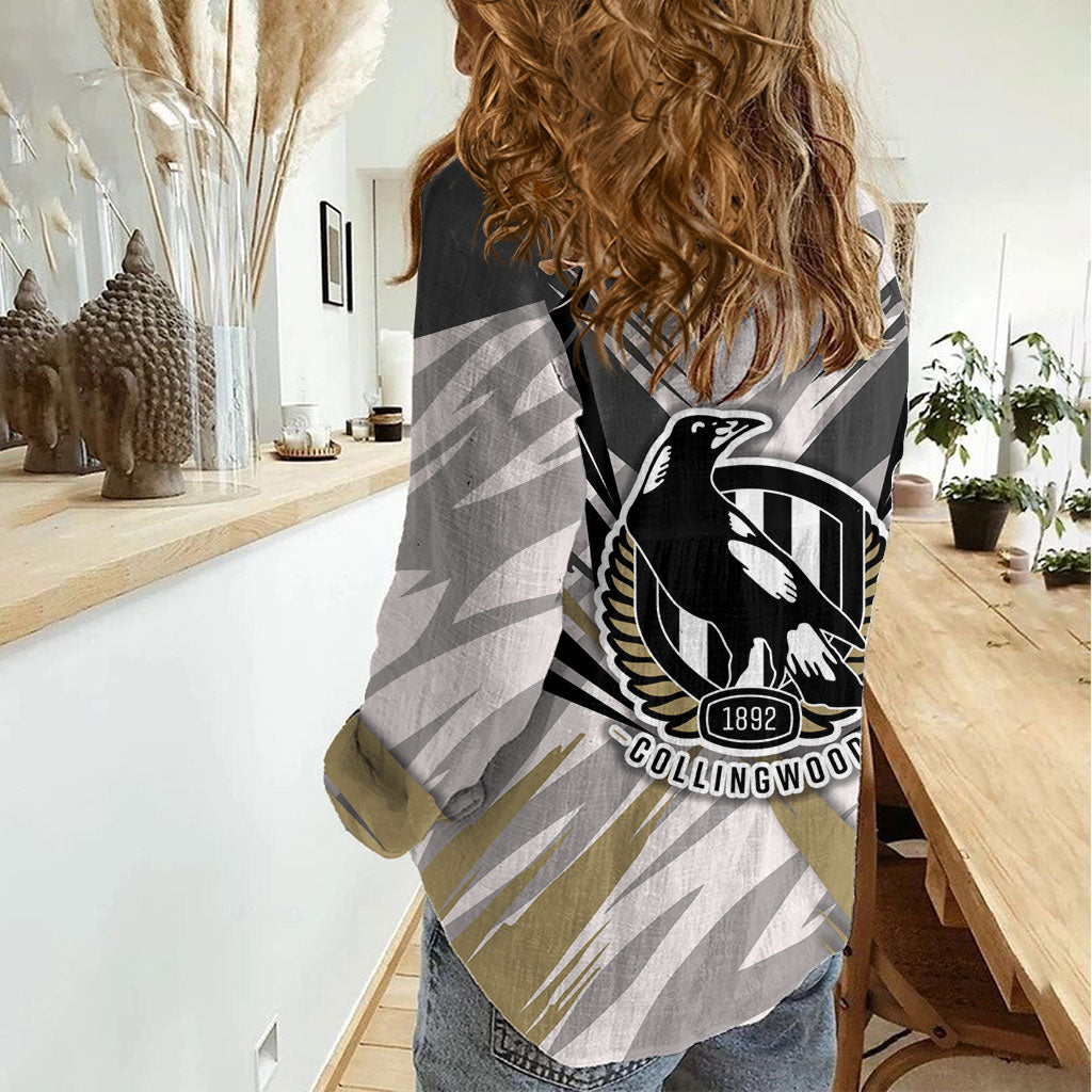 Collingwood Magpies Australian Football Women Casual Shirt Powerful Muscle Mascot - Bold Team Colors